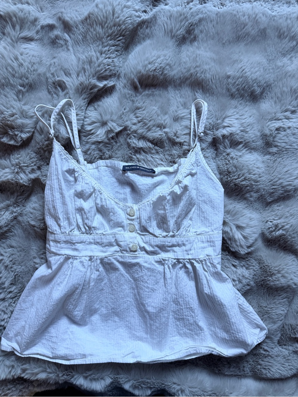 Madewell White Cotton Button-Front Peplum Cami